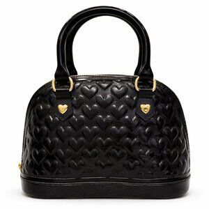Betsey‎ Johnson Love Betsey Black Heart Embossed Patent Satchel Dome Bag